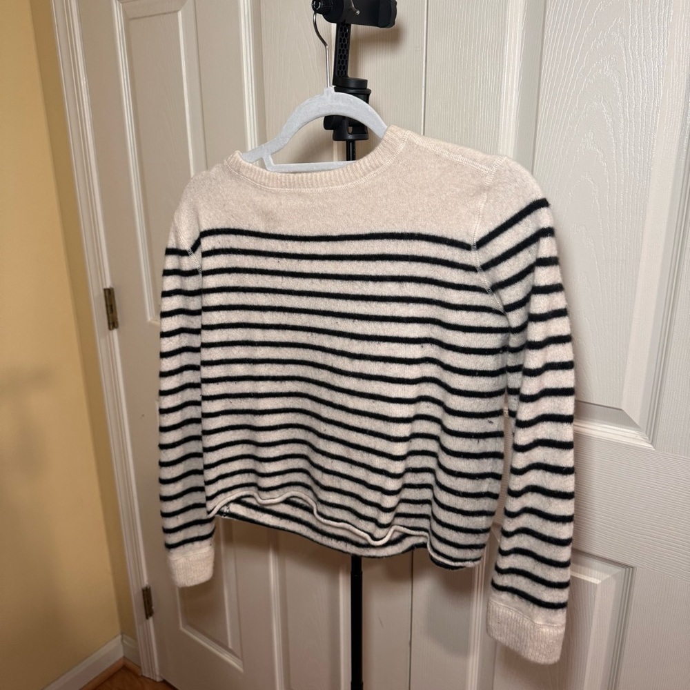 Reformation Black and Cream Striped Sweater